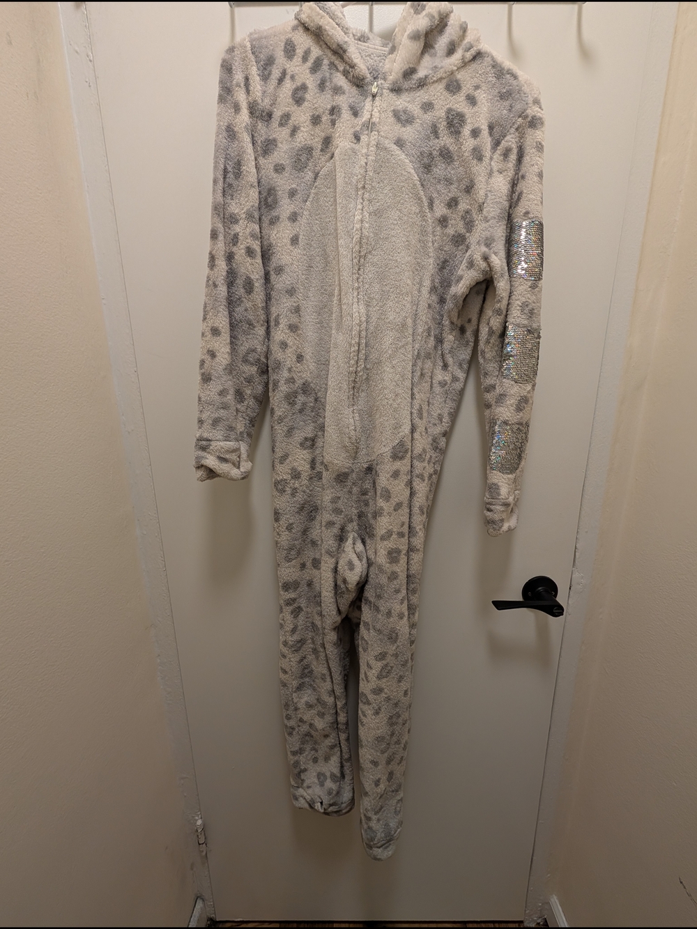 Justice Gray Leopard Fleece Hooded Onesie